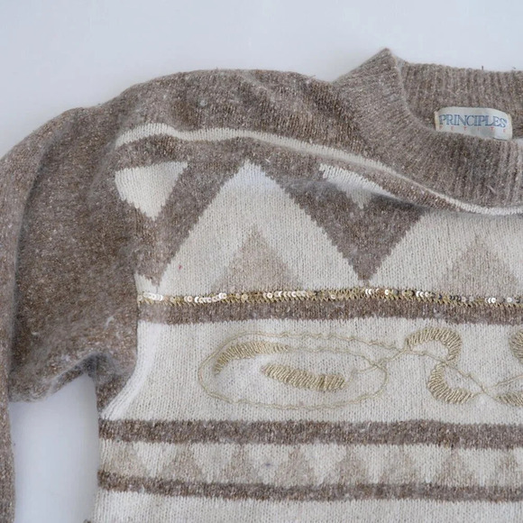 Vintage 80 Principles Petite Cream Knit 55% Silk 10% Angora 2% Wool Sweater L - Picture 10 of 12